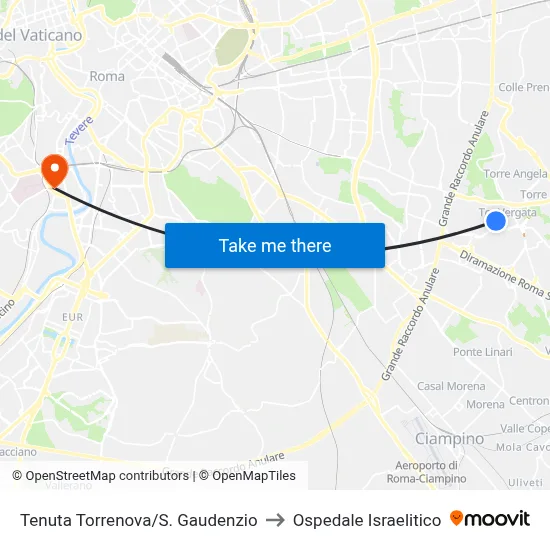 Torrenova Estate/St. Gaudenzio to Israelitic Hospital map