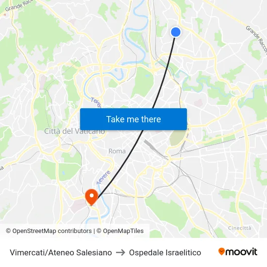 Vimercati/Ateneo Salesiano to Ospedale Israelitico map