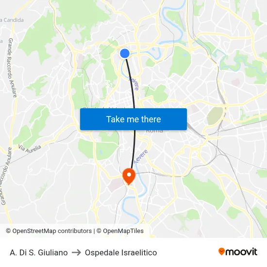 A. Di S. Giuliano to Ospedale Israelitico map