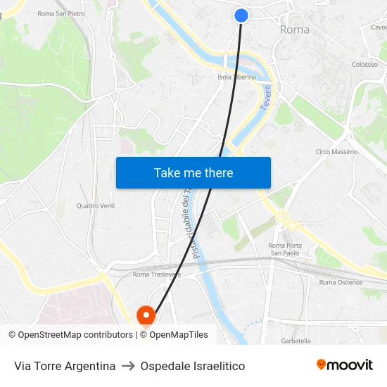 Via Torre Argentina to Ospedale Israelitico map