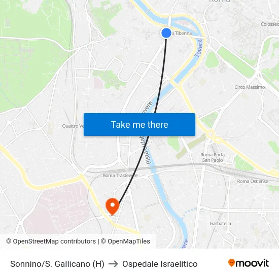 Sonnino/S. Gallicano (H) to Ospedale Israelitico map