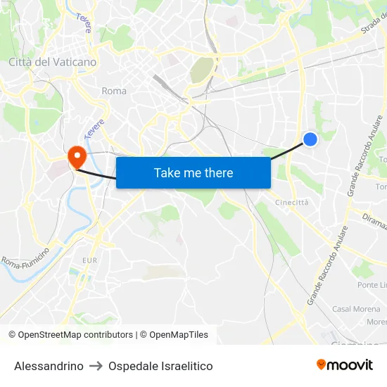 Alessandrino to Ospedale Israelitico map