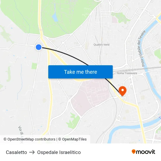 Casaletto to Ospedale Israelitico map