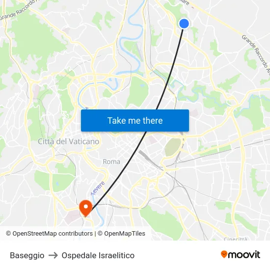 Baseggio to Ospedale Israelitico map
