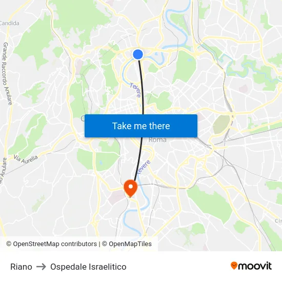 Riano to Ospedale Israelitico map