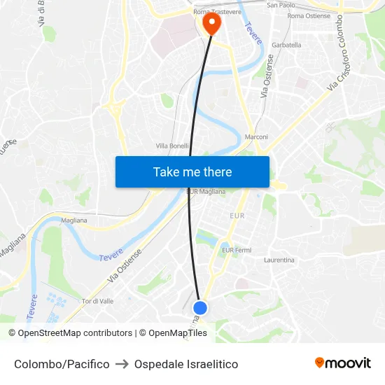 Colombo/Pacifico to Ospedale Israelitico map