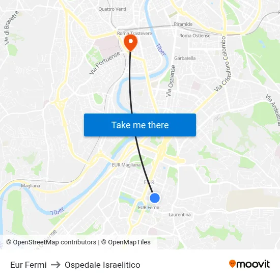 Eur Fermi to Israelitic Hospital map