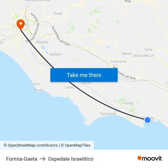 Formia-Gaeta to Ospedale Israelitico map