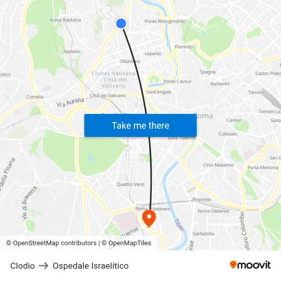 Clodio to Israelitic Hospital map