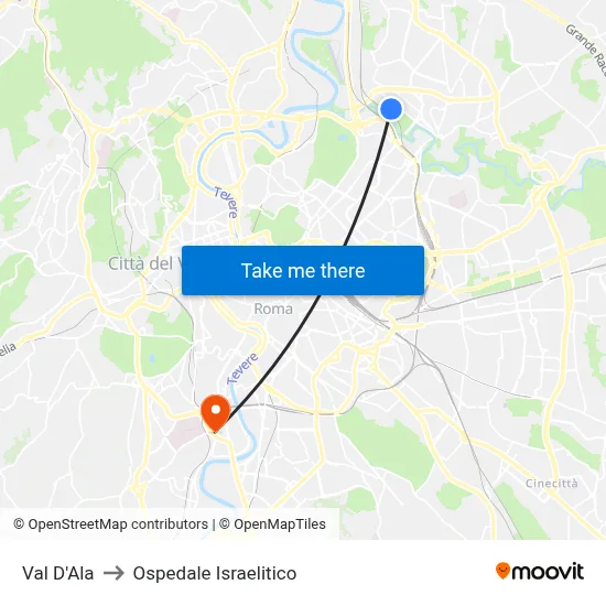 Val D'Ala to Ospedale Israelitico map