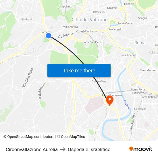 Circonvallazione Aurelia to Ospedale Israelitico map