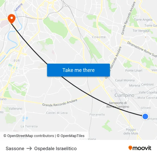 Sassone to Israelitic Hospital map