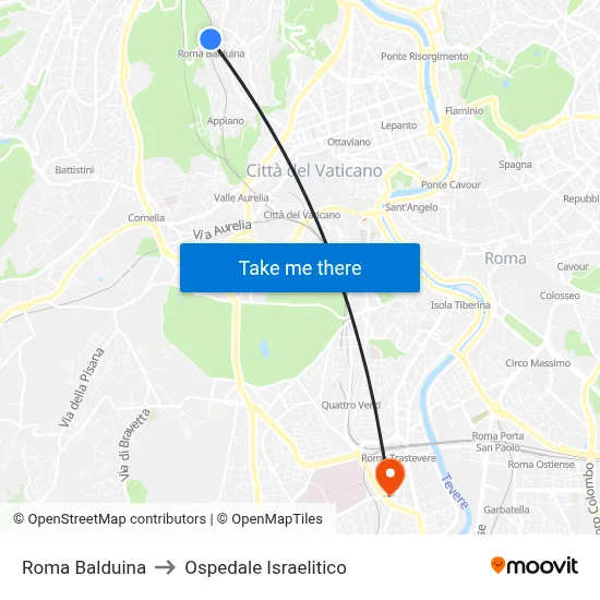 Roma Balduina to Ospedale Israelitico map