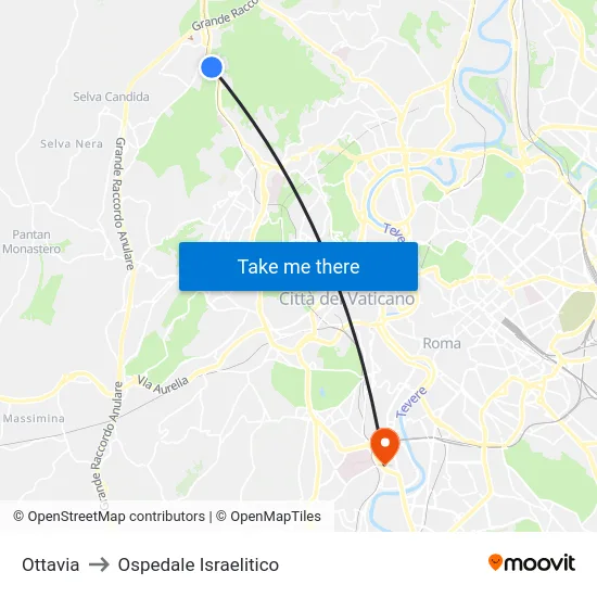 Ottavia to Ospedale Israelitico map
