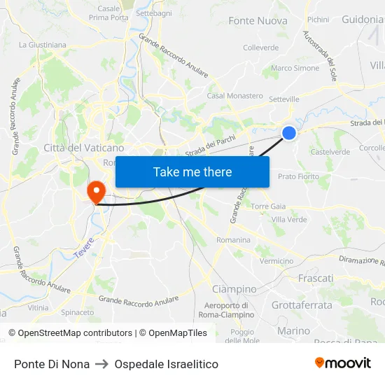 Ponte Di Nona to Ospedale Israelitico map