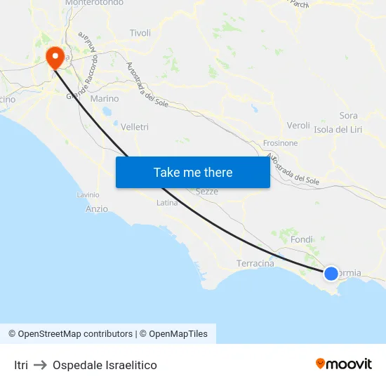 Itri to Ospedale Israelitico map