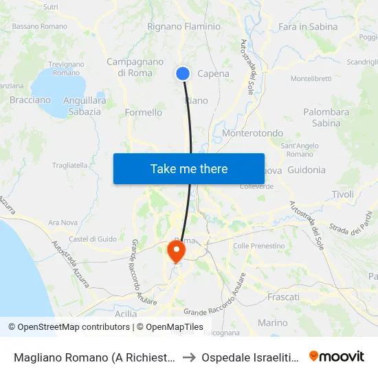 Magliano Romano (A Richiesta) to Ospedale Israelitico map
