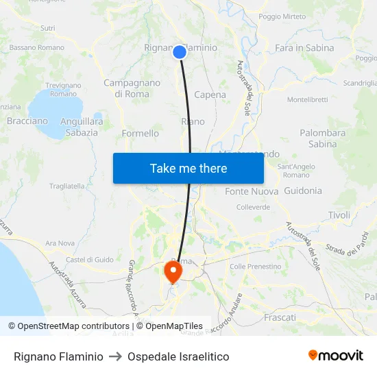 Rignano Flaminio to Israelitic Hospital map