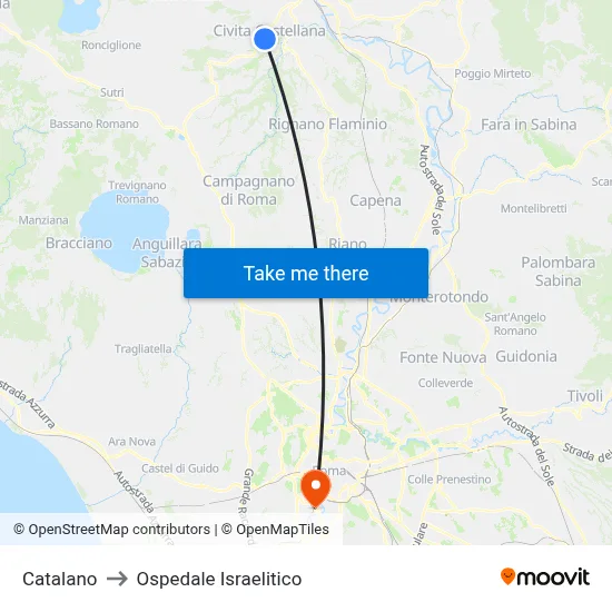 Catalano to Israelitic Hospital map