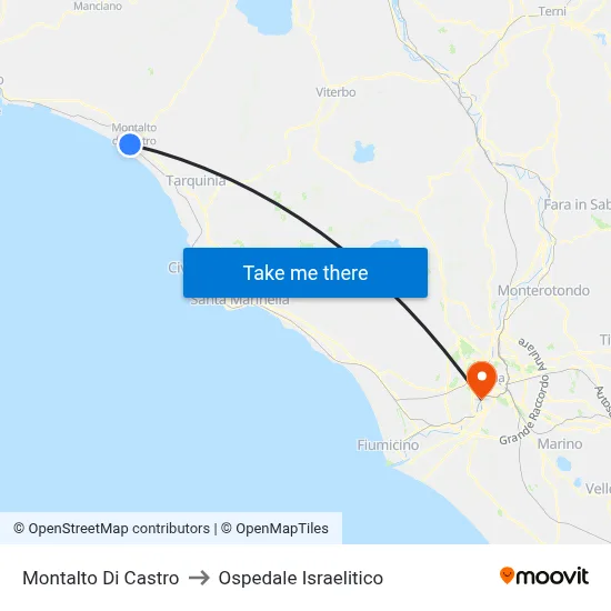 Montalto Di Castro to Ospedale Israelitico map