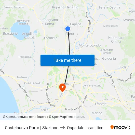 Castelnuovo Porto | Stazione to Ospedale Israelitico map