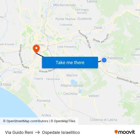 Guido Reni Street to Israelitic Hospital map