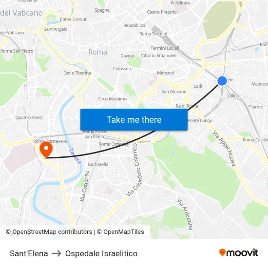 Sant'Elena to Ospedale Israelitico map
