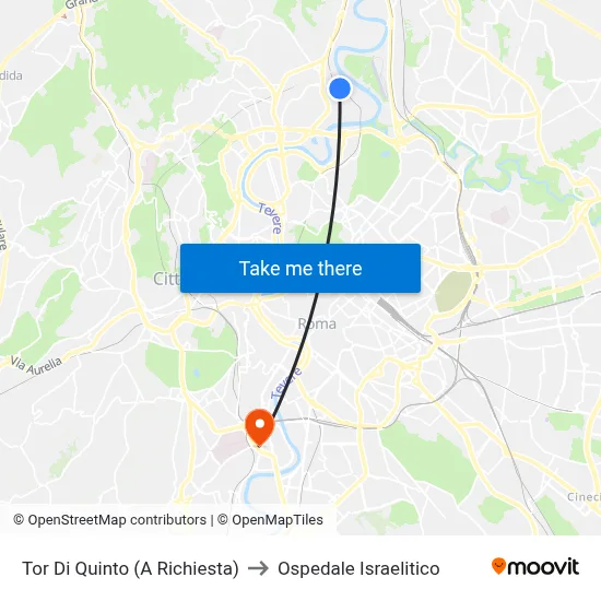 Tor Di Quinto (On Request) to Israelitic Hospital map