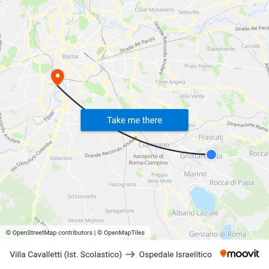 Villa Cavalletti (School Institute) to Israelitic Hospital map