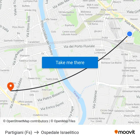 Partigiani (Fs) to Ospedale Israelitico map