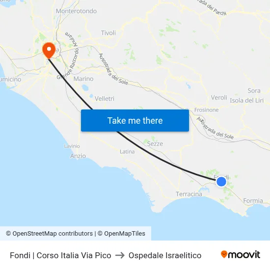 Fondi | Italia Course Pico Road to Israelitic Hospital map