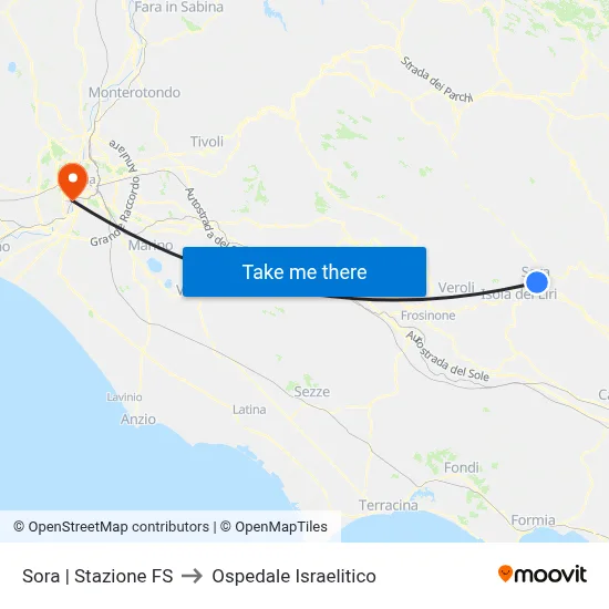 Sora | Stazione FS to Ospedale Israelitico map