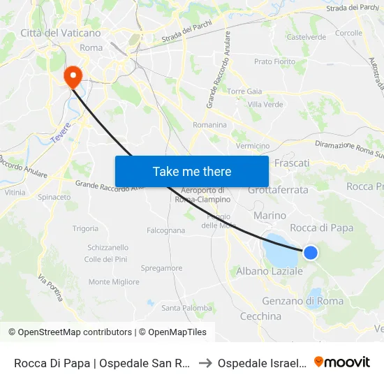 Rocca Di Papa | Ospedale San Raffaele to Ospedale Israelitico map