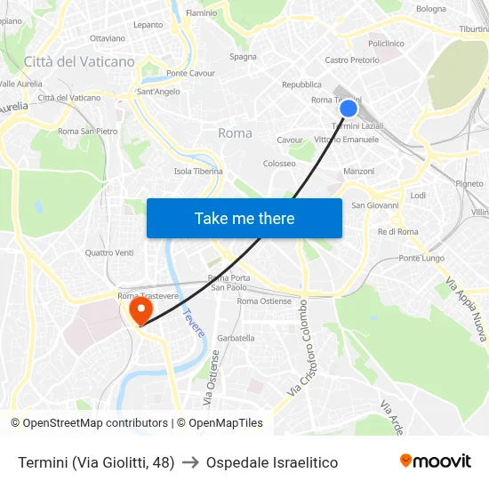 Termini (Via Giolitti, 48) to Ospedale Israelitico map
