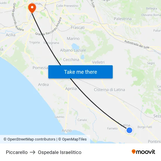 Piccarello to Israelitic Hospital map