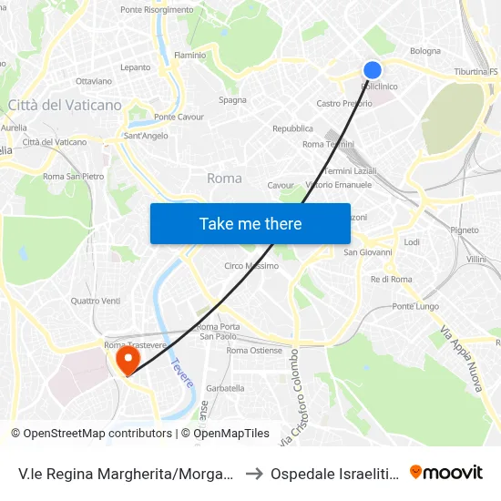 Queen Margherita Ave/Morgagni to Israelitic Hospital map