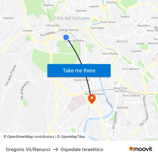 Gregorio Vii/Ranucci to Ospedale Israelitico map