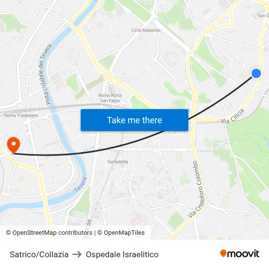Satrico/Collazia to Israelitic Hospital map