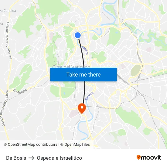 De Bosis to Ospedale Israelitico map