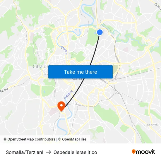 Somalia/Terziani to Israelitic Hospital map