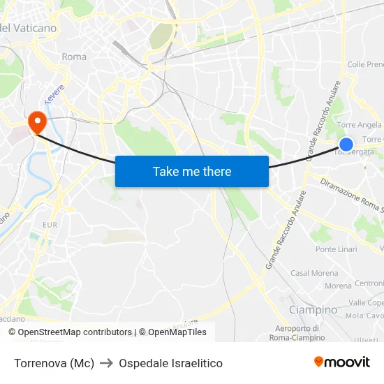 Torrenova (Mc) to Israelitic Hospital map