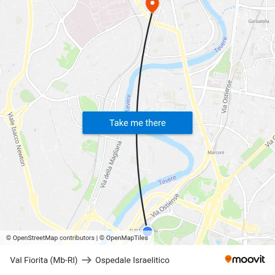 Val Fiorita (Mb-Rl) to Ospedale Israelitico map