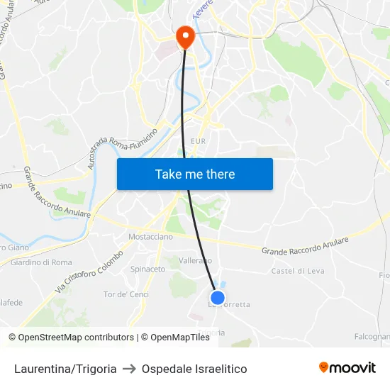 Laurentina/Trigoria to Israelitic Hospital map