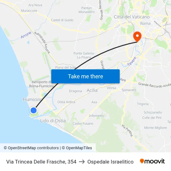 Via Trincea Delle Frasche, 354 to Ospedale Israelitico map