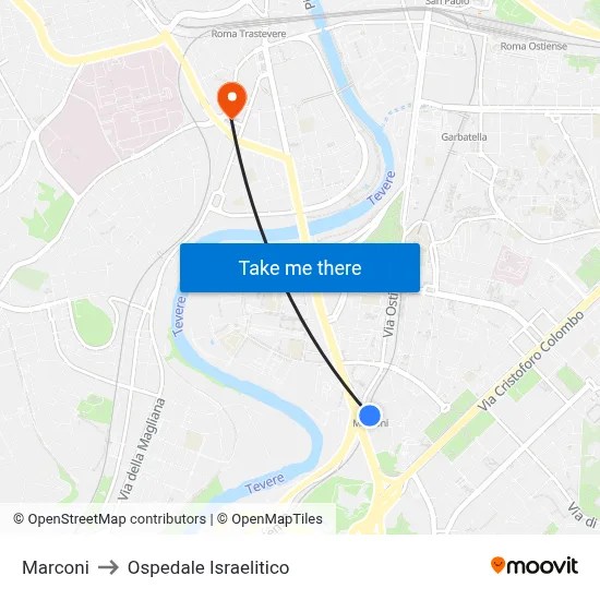 Marconi to Ospedale Israelitico map