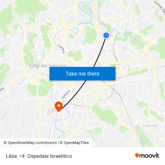 Libia to Ospedale Israelitico map