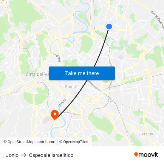 Jonio to Ospedale Israelitico map