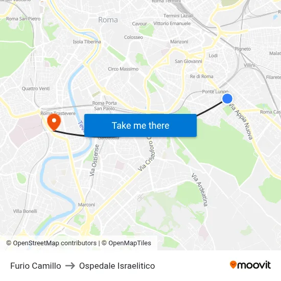 Furio Camillo to Ospedale Israelitico map