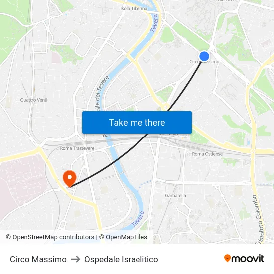 Circo Massimo to Ospedale Israelitico map