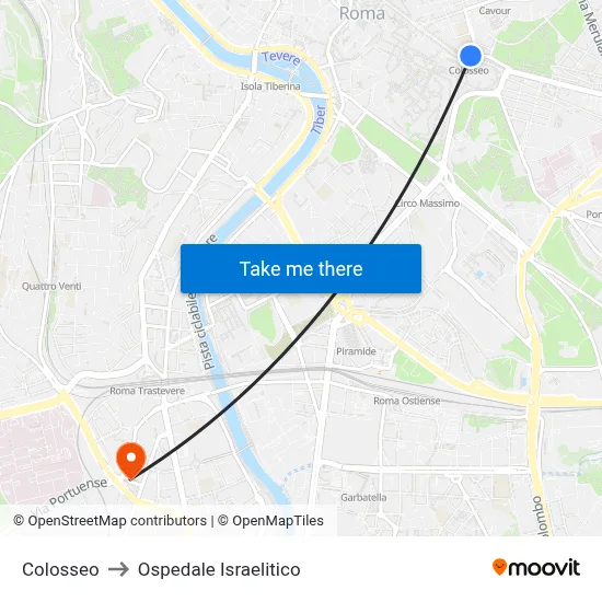 Colosseum to Israelitic Hospital map